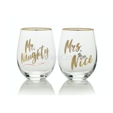 Mikasa Cheers Set Of 2 Stemless Mr Naughty And Mrs Nice Wine Glasses